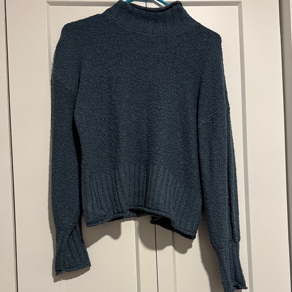 Pink Rose Teal Turtleneck Sweater